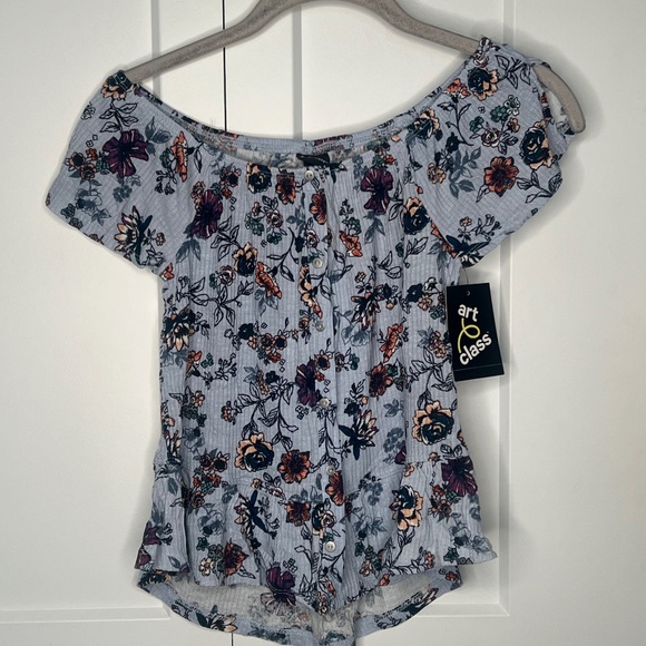 Art Class Floral Flutter Sleeve Top NWT Girl's Size Medium 7-8 - Picture 1 of 5
